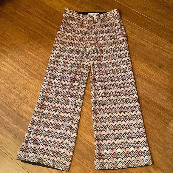 Trina Turk wide leg weekend pants - size 4 - geometric print - side zip - Picture 1 of 7